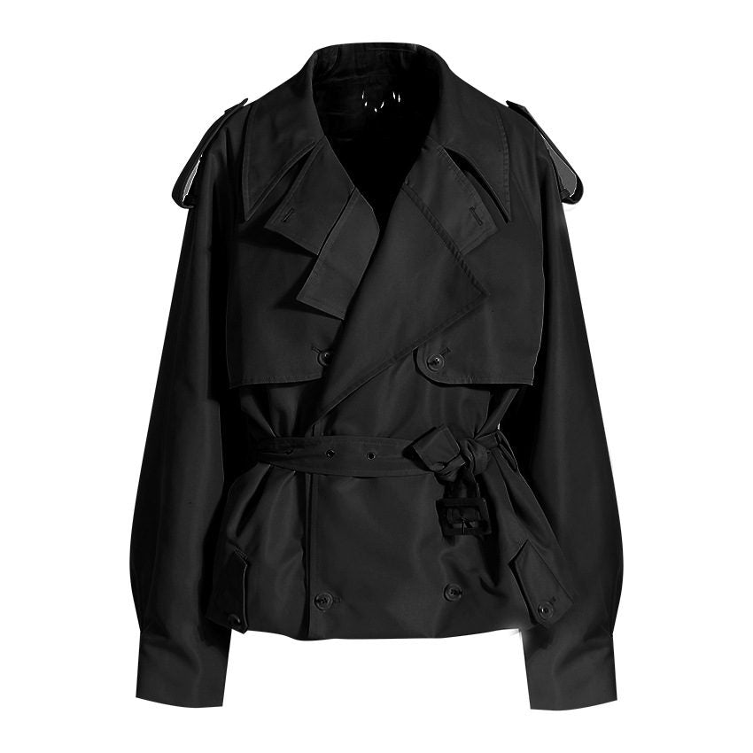 Damen Trenchcoat Kurz Schnitt Langärmlig Modern