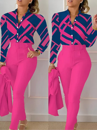 Weibliches Oberteil V-Ausschnitt mit High-Waist-Hose
