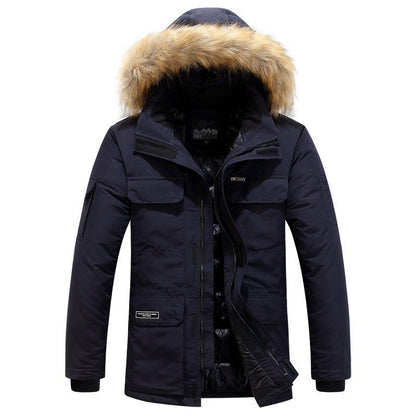 Herren Wintermantel Luxus Pelzdetails