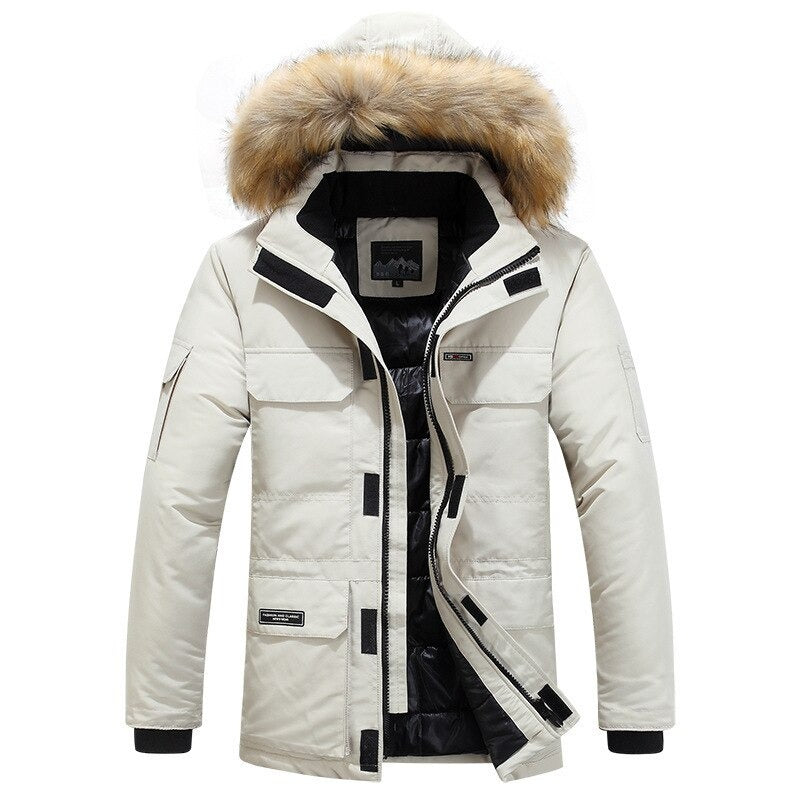 Herren Wintermantel Luxus Pelzdetails