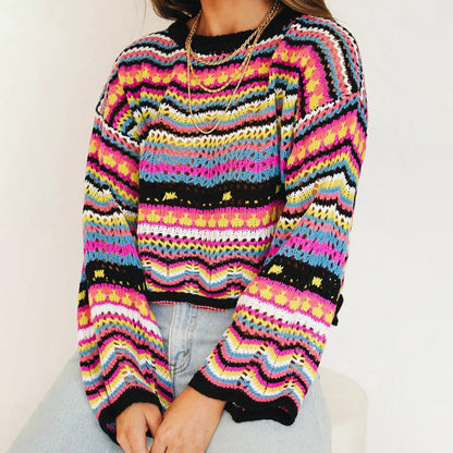 Stilvoller Strickpullover Streifenmuster Elegantes Design