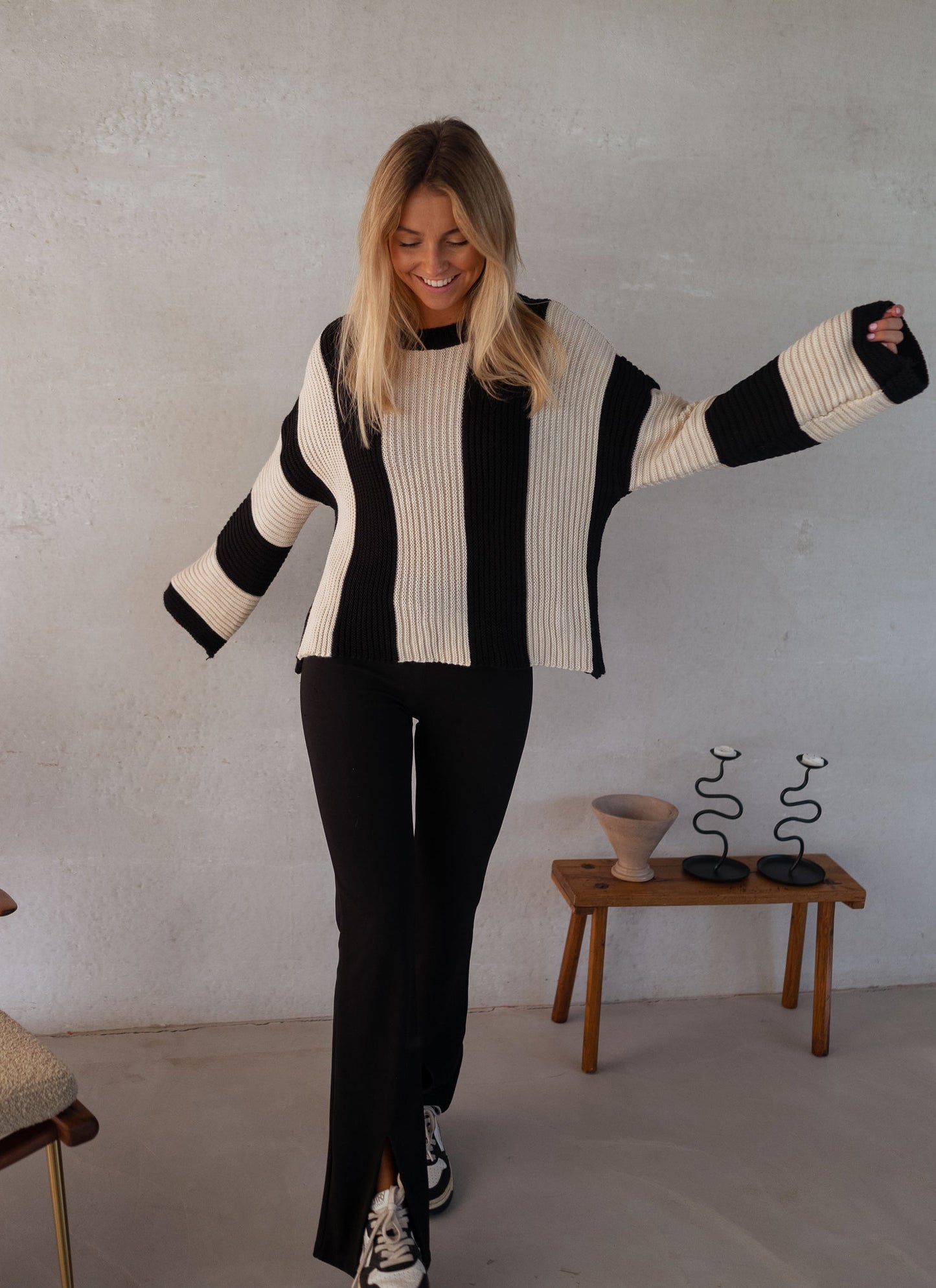 Gestreifte Damen Strickpullover Modern
