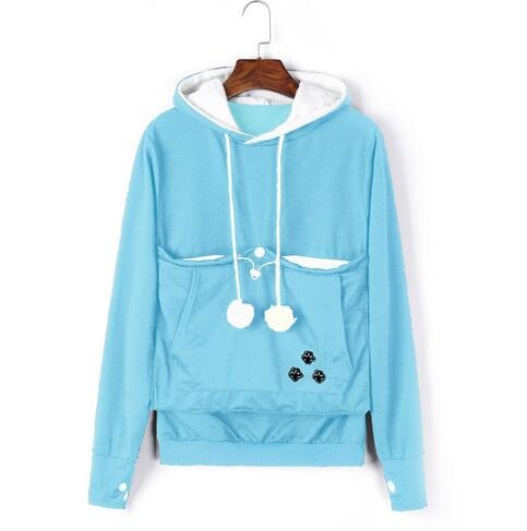 Praktischer Damen Pullover mit Kapuze und Tieretasche
