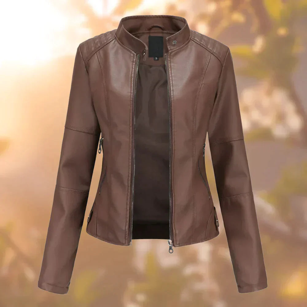 Herbstjacke Damen Kurz Reißverschluss Stehkragen