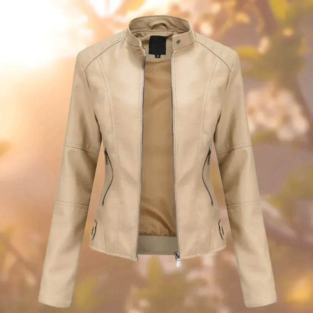 Herbstjacke Damen Kurz Reißverschluss Stehkragen