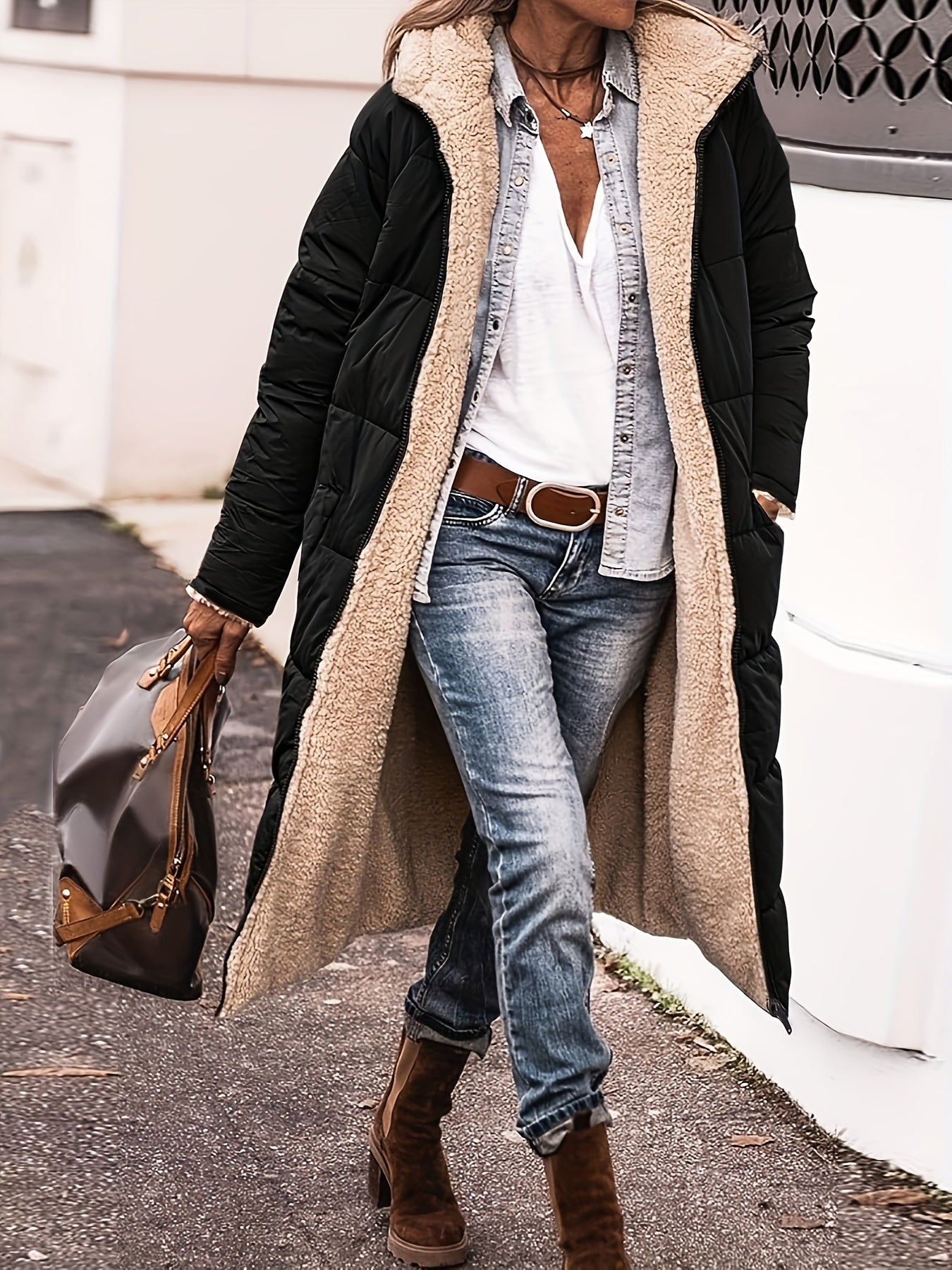 Warme Winterjacke Teddyfutter Damen - IdealeKleiden