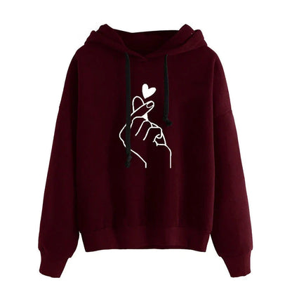 Kuschel Hoodie Fleece Fingerherz Design