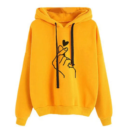 Kuschel Hoodie Fleece Fingerherz Design