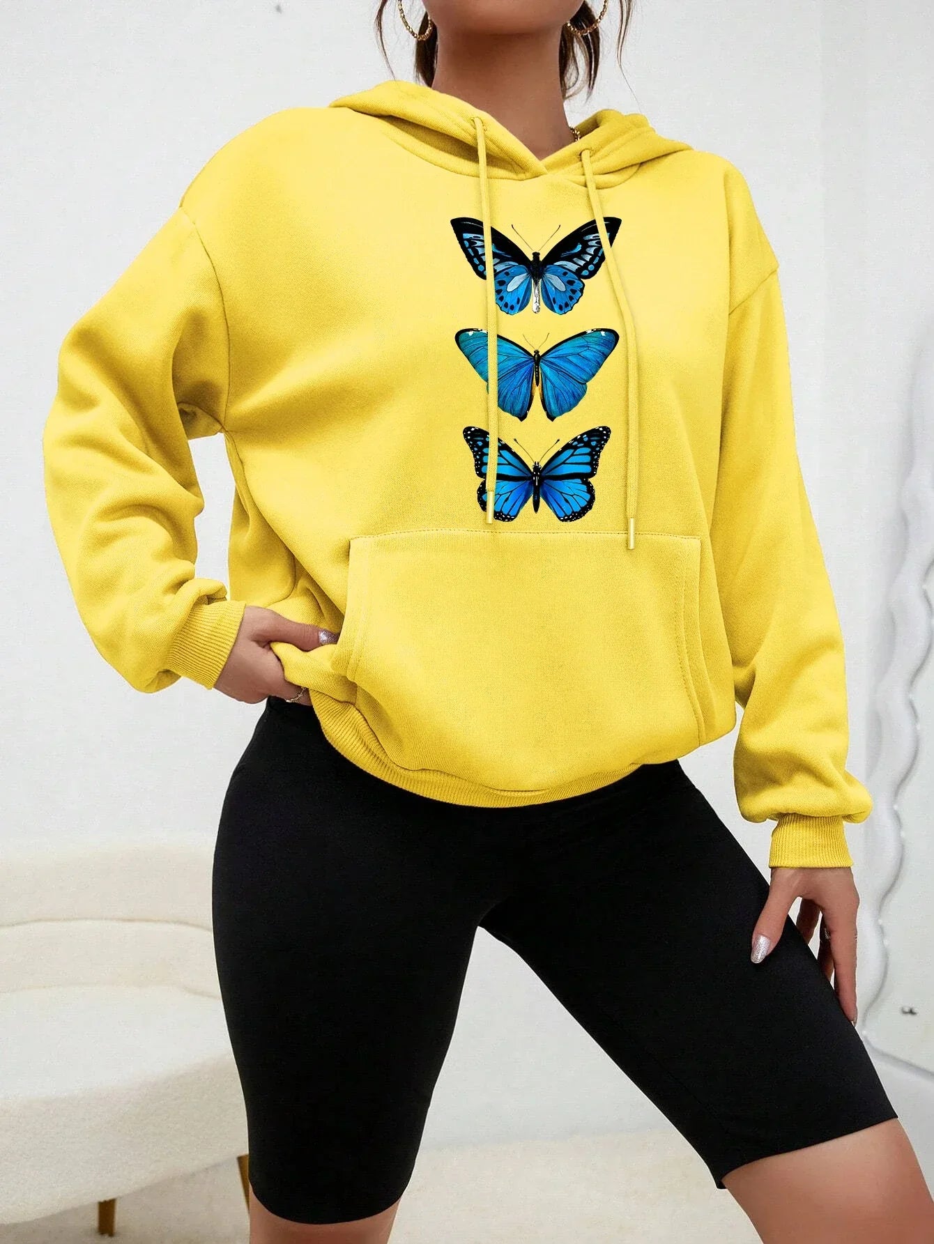Modisches Frauenkleid | Schmetterlings-Hoodie Chic Design