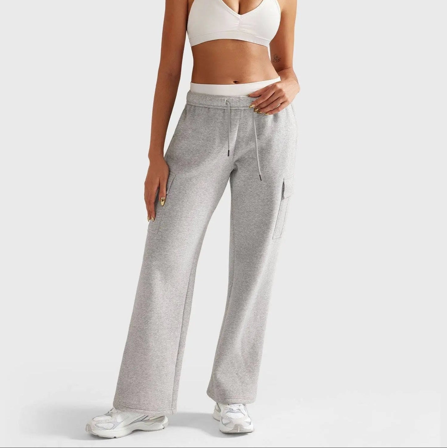 Bequeme Jogginghose Hochtailliert Weite Beinpassform