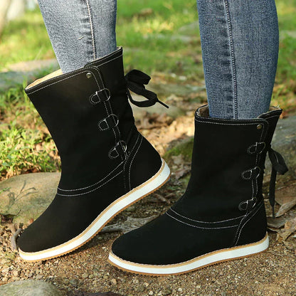 Stylische Stiefel Damen Knöchellang Wildleder