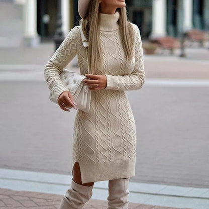 Elegantes Strickkleid Damen Herbst Winter