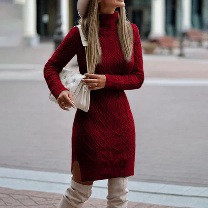 Elegantes Strickkleid Damen Herbst Winter