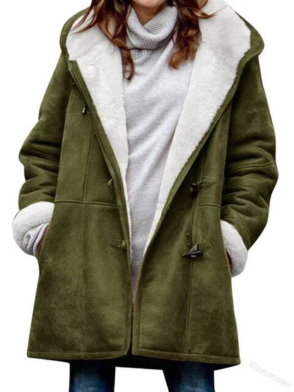 Isabella - Fleece Jacke Kapuze Sportlich Damenschwarz