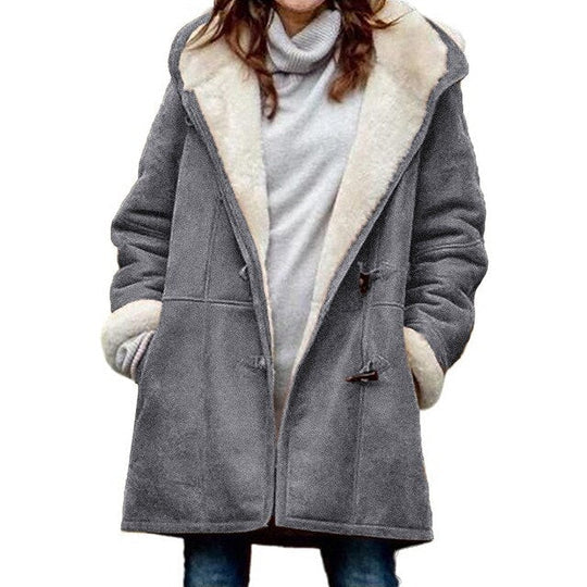 Isabella - Fleece Jacke Kapuze Sportlich Damenschwarz