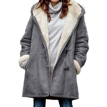 Isabella - Fleece Jacke Kapuze Sportlich Damenschwarz