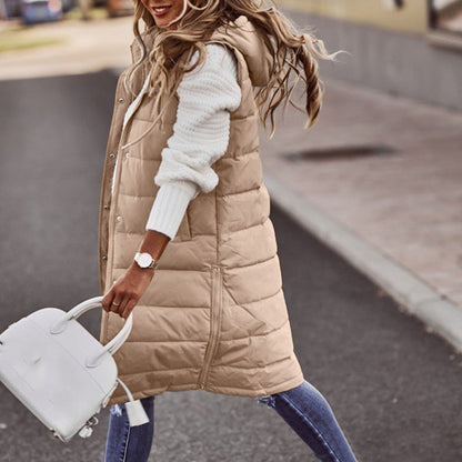 Winter Bodywarmer Oversized Kapuze Gesteppt