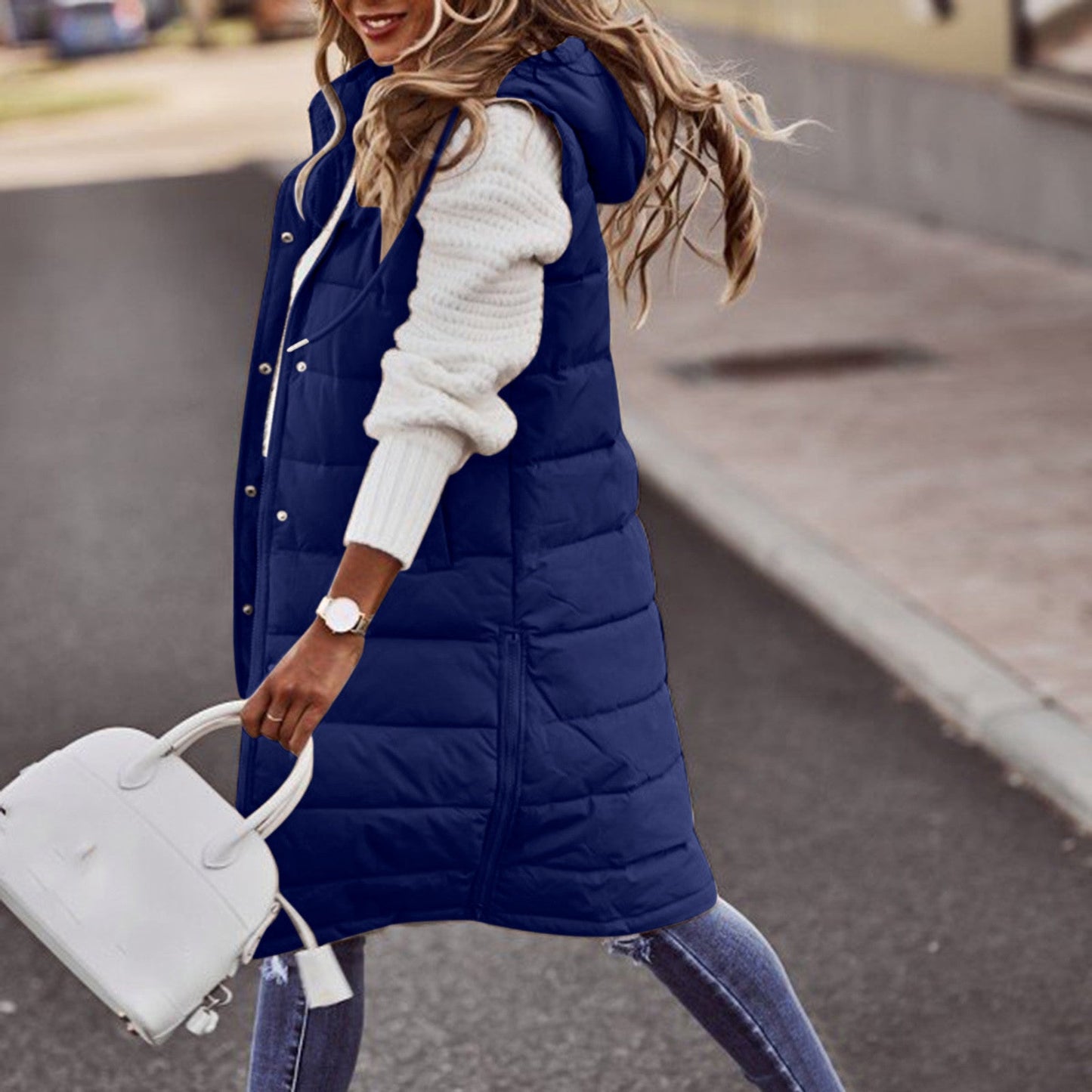 Damen Bodywarmer Lang Elegant