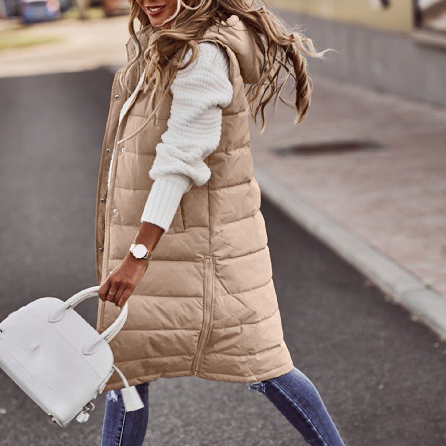 Damen Bodywarmer Lang Elegant
