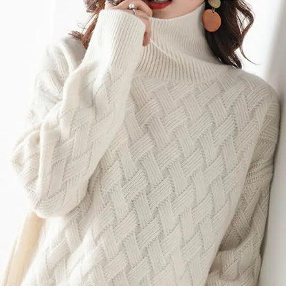 Damen Wollpullover Herbstlich Hochgeschlossen