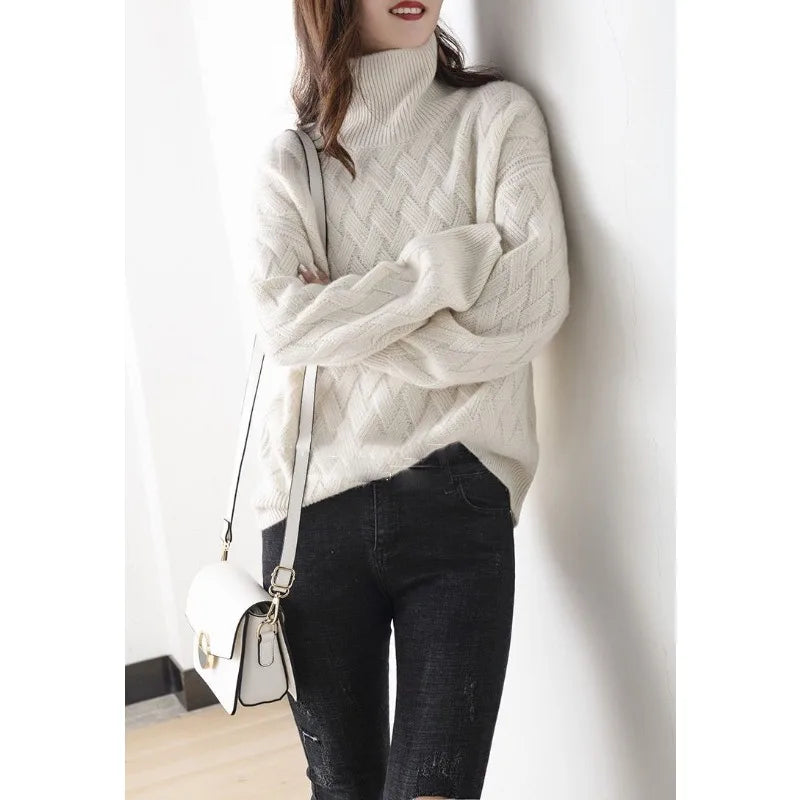 Weiche Wollpullover Kabelstrick Oversized