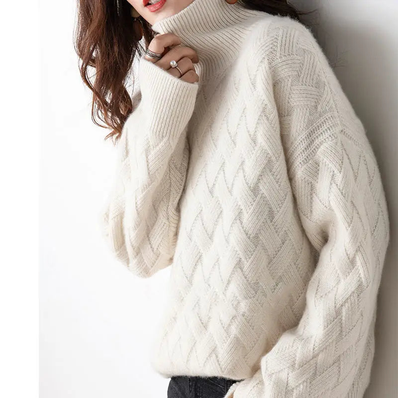 Weiche Wollpullover Kabelstrick Oversized - IdealeKleiden