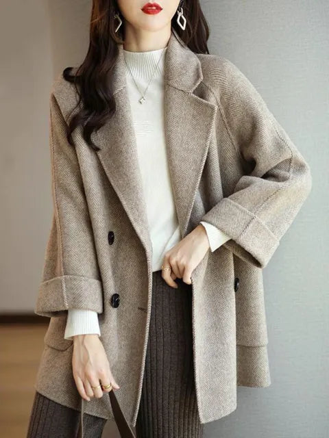 Damen Wintermantel Wolle Warm Elegant