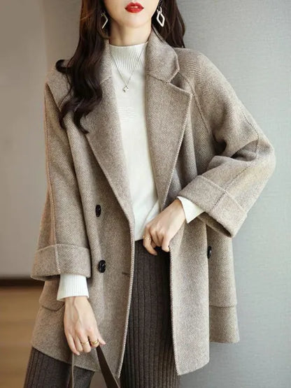 Damen Wintermantel Wolle Warm Elegant