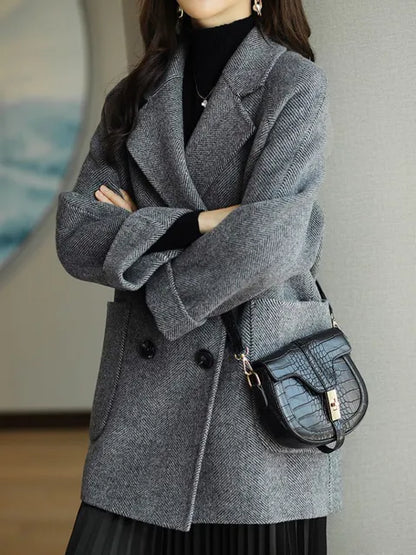 Damen Wintermantel Wolle Warm Elegant - IdealeKleiden