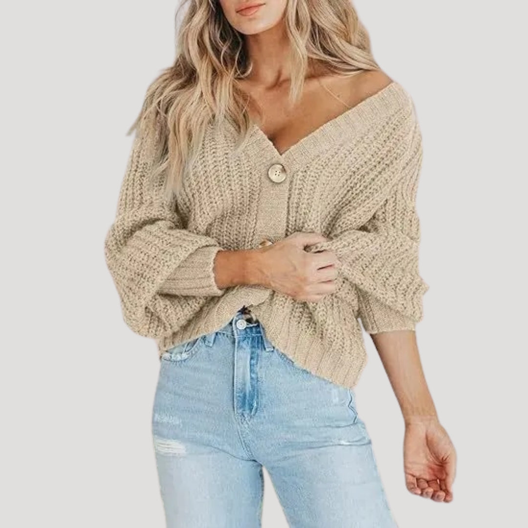 Damen Strickjacke Oversized Ärmel Modern