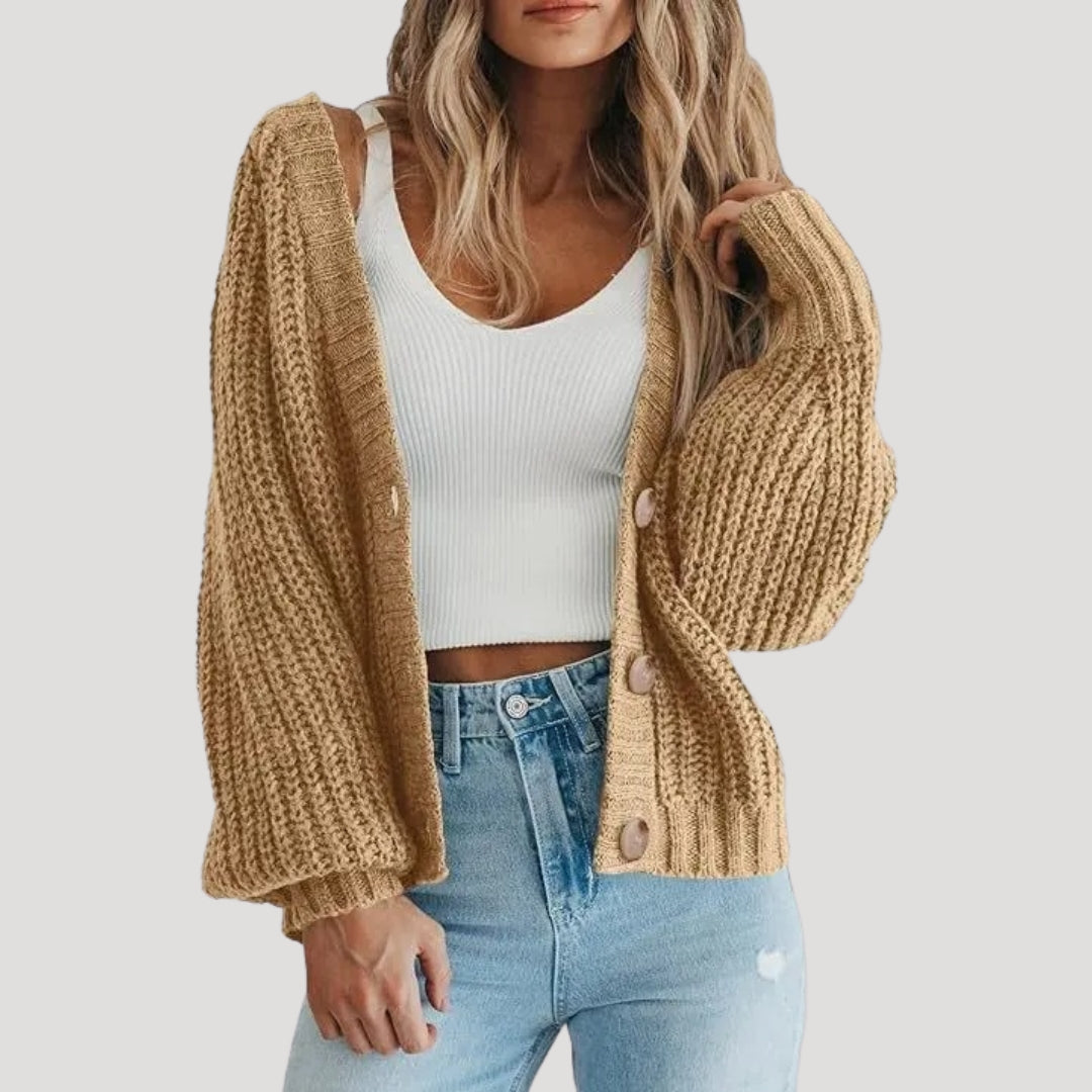 Damen Strickjacke Oversized Ärmel Modern