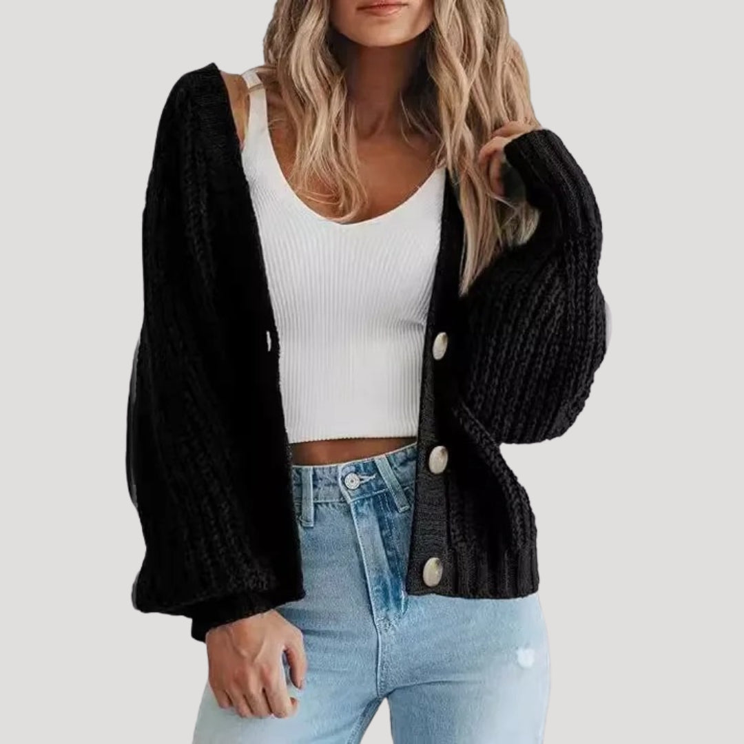 Damen Strickjacke Oversized Ärmel Modern