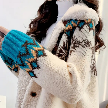 Winterjacke Strick Damen Warm Fleece