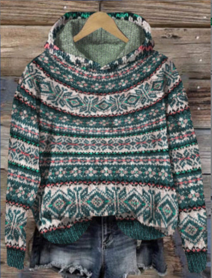 Kuschelige Hoodie Norweger Muster
