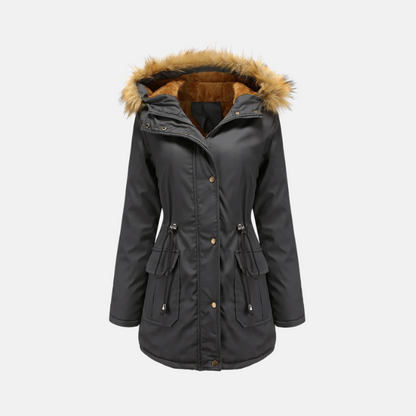 Damen Winterparka Warm Fleece Kunstfell Kapuze