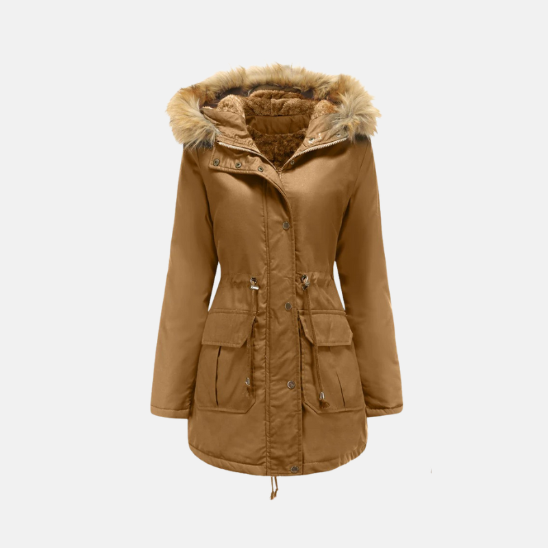Damen Winterparka Warm Fleece Kunstfell Kapuze