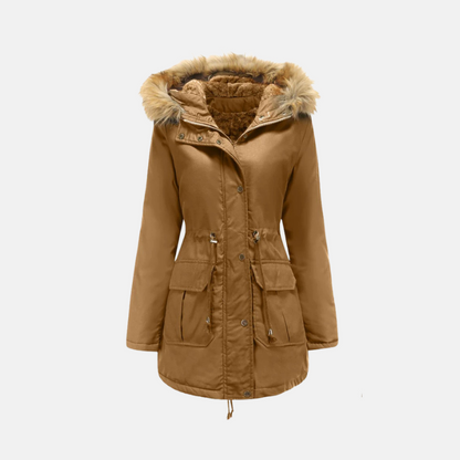 Damen Winterparka Warm Fleece Kunstfell Kapuze