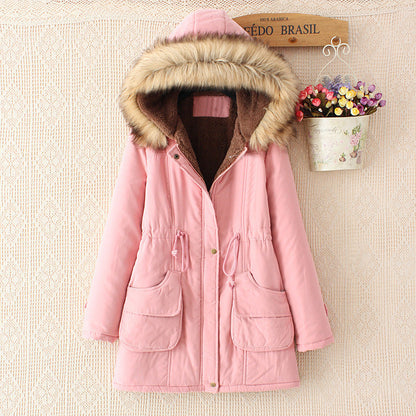 Damen Winterparka Warm mit Sherpa-Futter und Kunstfell-Kapuze