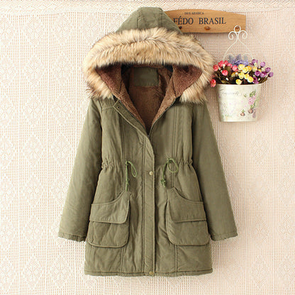 Damen Winterparka Warm mit Sherpa-Futter und Kunstfell-Kapuze