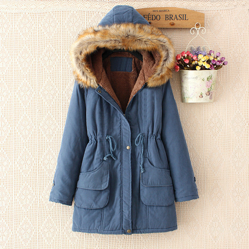 Damen Winterparka Warm mit Sherpa-Futter und Kunstfell-Kapuze