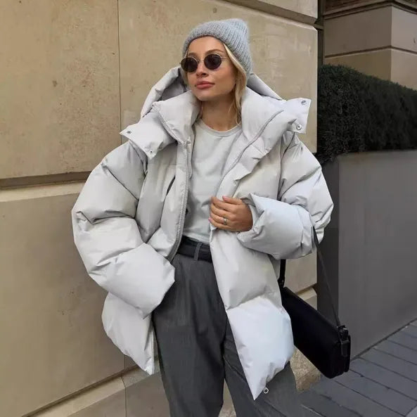 Damen Winterjacke Warm mit Kapuze und Reißverschluss