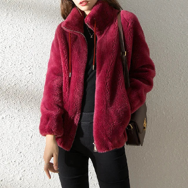 Damen Fleecejacke Warm Kragen Modern