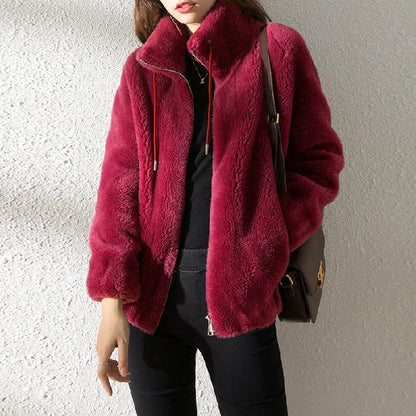 Damen Fleecejacke Warm Kragen Modern