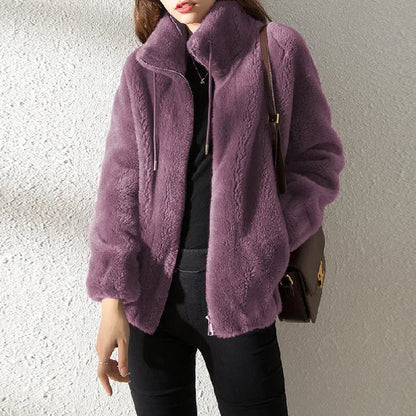 Damen Fleecejacke Warm Kragen Modern