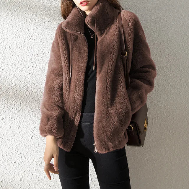 Damen Fleecejacke Warm Kragen Modern - IdealeKleiden