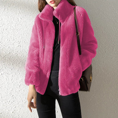 Damen Fleecejacke Warm Kragen Modern
