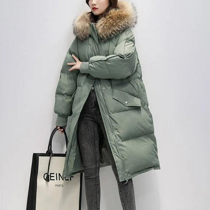 Damen Winterjacke Lang Wattierte Pufferjacke mit Kapuze