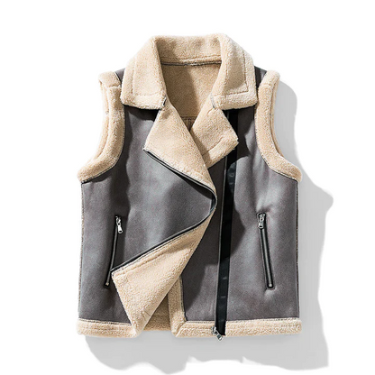 Stylische Damenjacke Ärmellos mit Kunstpelz