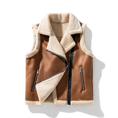 Stylische Damenjacke Ärmellos mit Kunstpelz