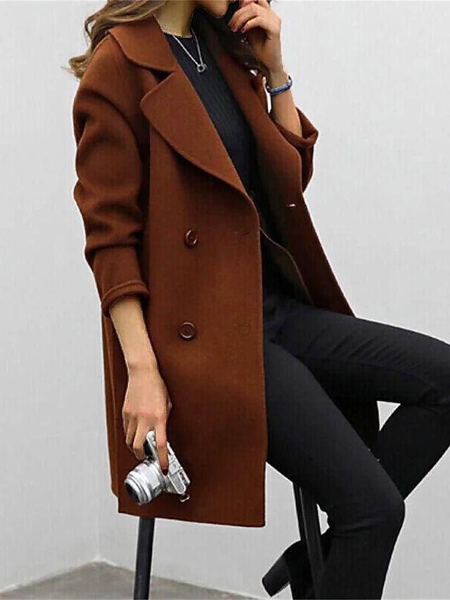 Eleganter Schwarzer Trenchcoat Damen Wintermode